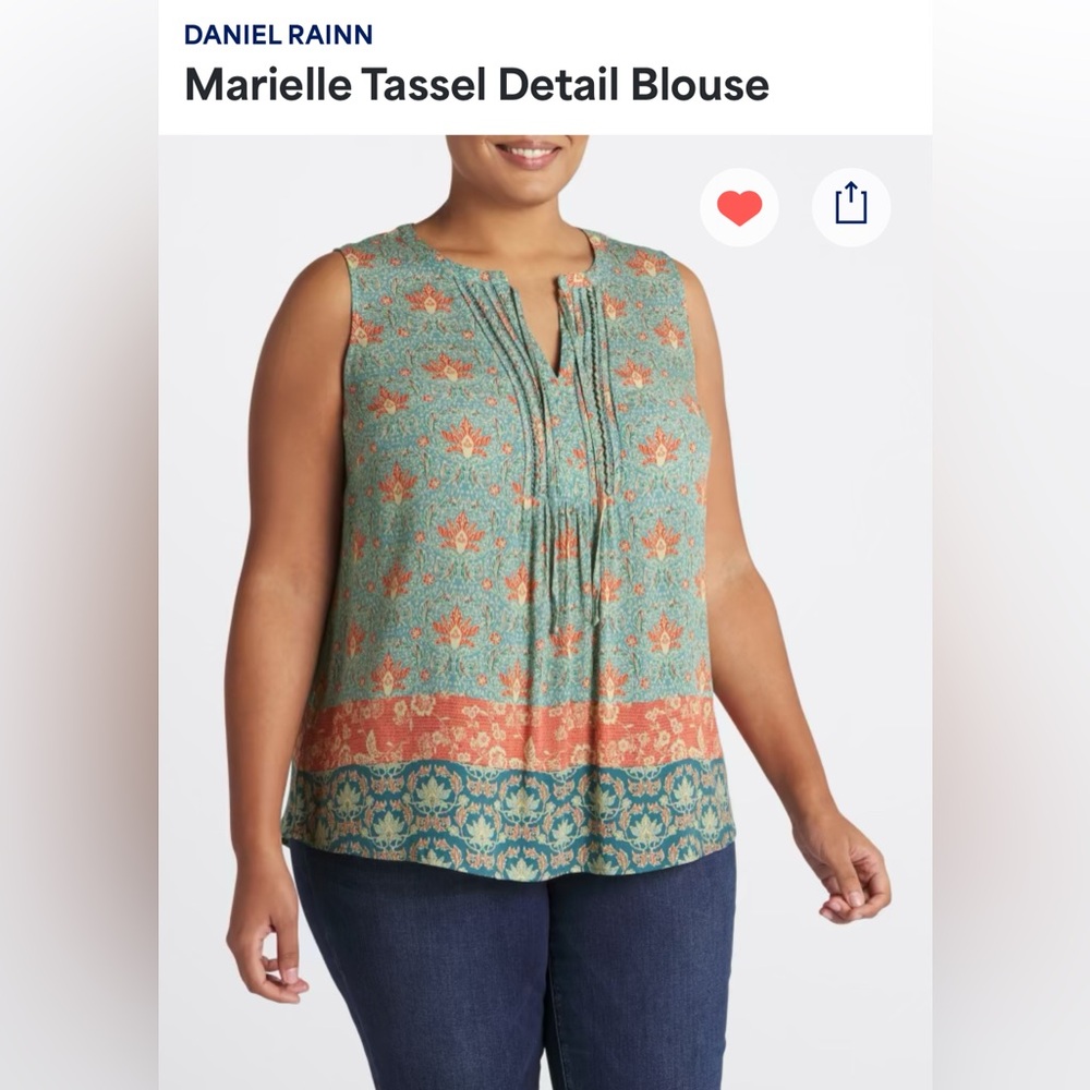 Daniel Rainn Marielle Tassel Detail Sleeveless Blouse